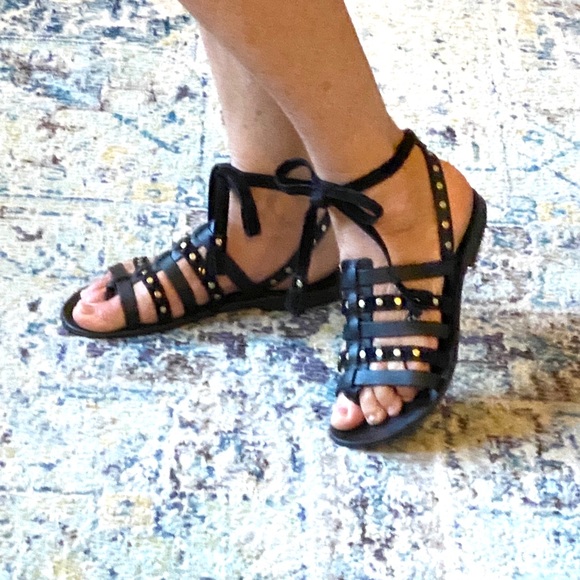 Victor Studded Ankle Tie Sandals - Picture 3 of 15